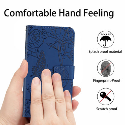 For Xiaomi 13 Lite HT03 Skin Feel Butterfly Embossed Flip Leather Phone Case(Blue) - 13 Lite Cases by buy2fix | Online Shopping UK | buy2fix