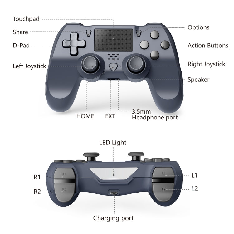 898 Bluetooth 5.0 Wireless Game Controller for PS4 / PC / Android(Grey) - Gamepads by buy2fix | Online Shopping UK | buy2fix