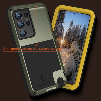 For Samsung Galaxy S23 Ultra 5G LOVE MEI Metal Shockproof Life Waterproof Dustproof Phone Case(Yellow) - Galaxy S23 Ultra 5G Cases by LOVE MEI | Online Shopping UK | buy2fix