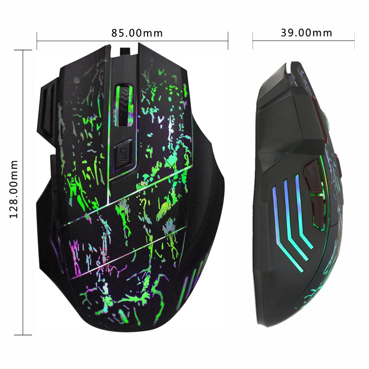 HXSJ A874 7-keys Flowing Water Crack Colorful Luminous Wired Gaming Mouse -  by HXSJ | Online Shopping UK | buy2fix