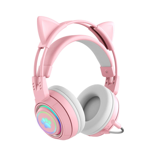 T25 RGB Stereo Cat Ear Bluetooth Wireless Headphones with Detachable Microphone(Pink) - Apple Accessories by buy2fix | Online Shopping UK | buy2fix