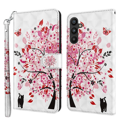 For Samsung Galaxy A34 5G 3D Painting Pattern TPU + PU Leather Phone Case(Cat Under The Tree) - Galaxy Phone Cases by buy2fix | Online Shopping UK | buy2fix