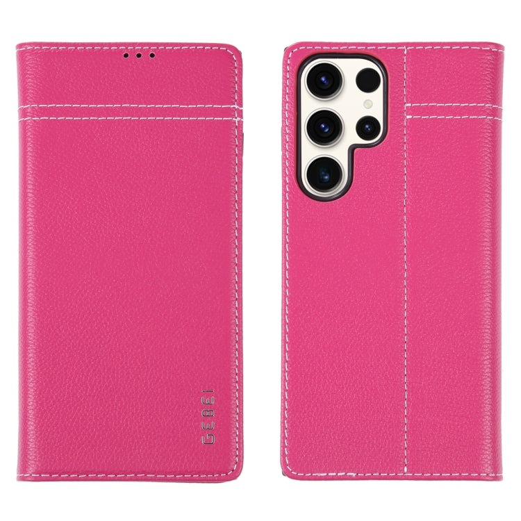 For Samsung Galaxy S23 Ultra 5G GEBEI Top-grain Horizontal Flip Leather Phone Case(Rose Red) -  by GEBEI | Online Shopping UK | buy2fix