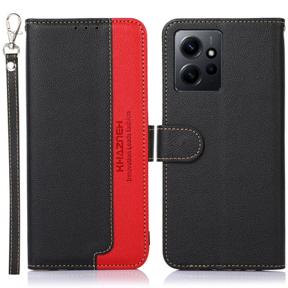 For Xiaomi Redmi Note 12 4G Global KHAZNEH Litchi Texture Leather RFID Phone Case(Black) - Note 12 Cases by buy2fix | Online Shopping UK | buy2fix