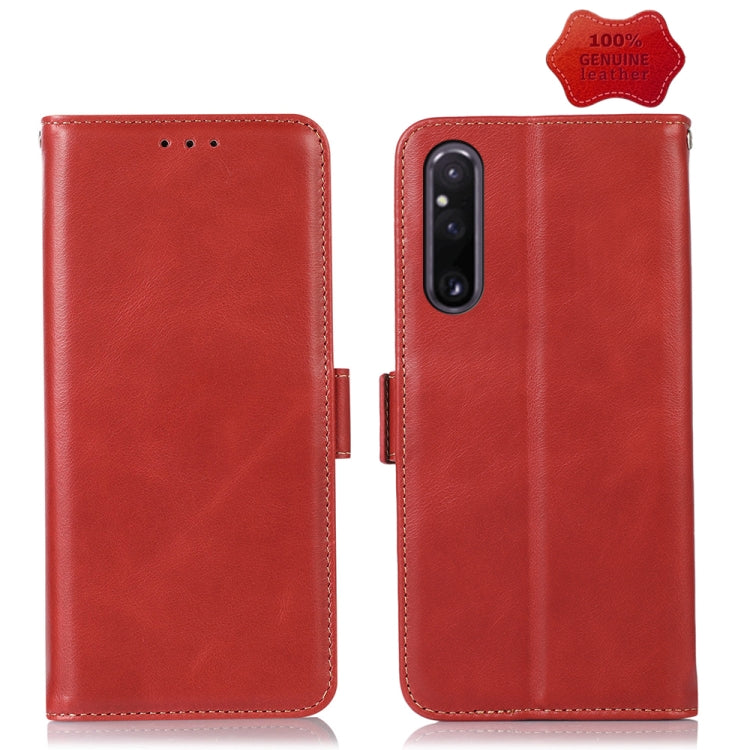 For Sony Xperia 1 V Crazy Horse Top Layer Cowhide Leather Phone Case(Red) - Sony Cases by buy2fix | Online Shopping UK | buy2fix