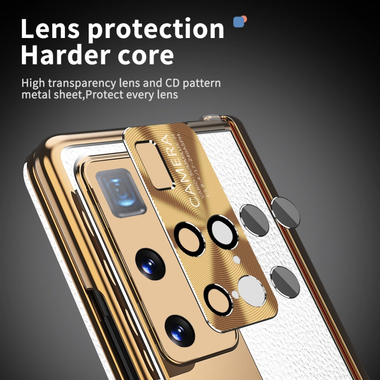 For Huawei Mate X2 Litchi Pattern Magnetic Shell Film Integrated Shockproof Phone Case(Silver Gold) - Huawei Cases by buy2fix | Online Shopping UK | buy2fix