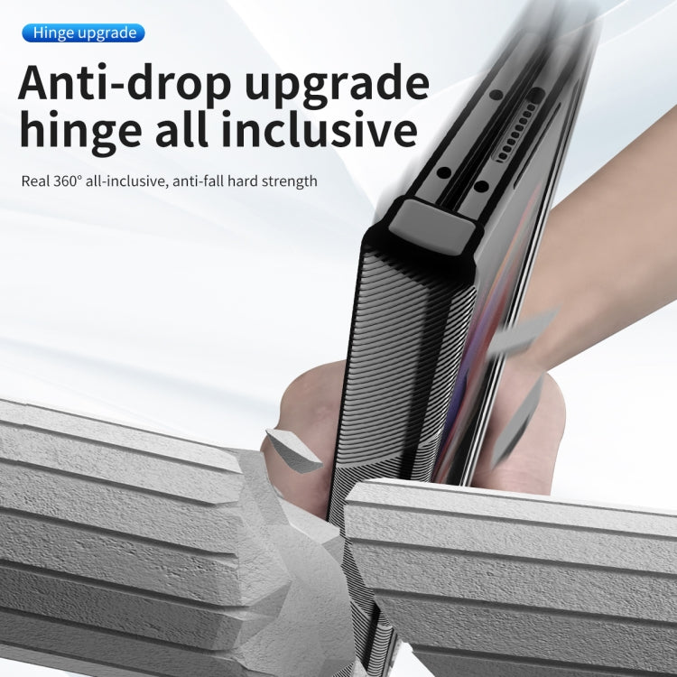 For Samsung Galaxy Z Fold4 5G Magnetic Hinges Plating Phone Case with Holder(Black) - Galaxy Z Fold4 5G Cases by buy2fix | Online Shopping UK | buy2fix