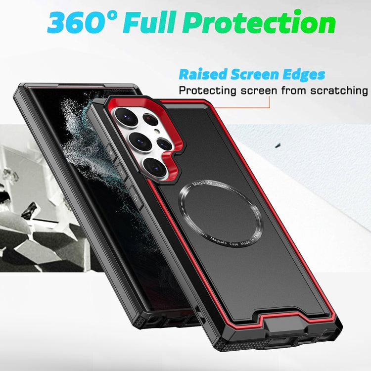 For Samsung Galaxy S23 5G Armour Two-color MagSafe Magnetic TPU + PC Phone Case(Black + Red) - Galaxy S23 5G Cases by buy2fix | Online Shopping UK | buy2fix