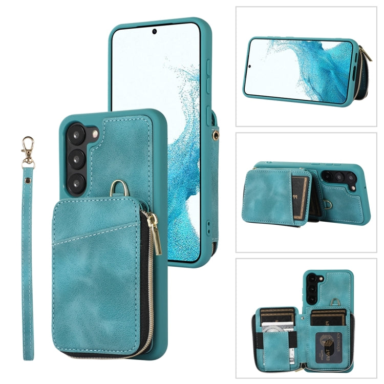 For Samsung Galaxy S23 5G Zipper Card Bag Back Cover Phone Case(Turquoise) - Galaxy S23 5G Cases by buy2fix | Online Shopping UK | buy2fix