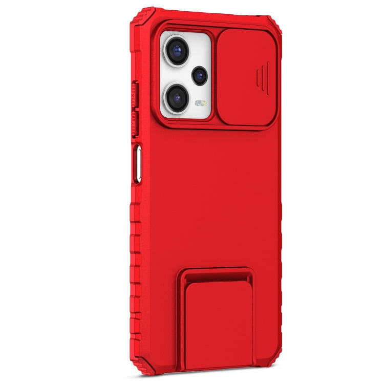For Xiaomi Redmi Note 12 Pro 5G / Poco X5 Pro Stereoscopic Holder Sliding Camshield Phone Case(Red) - Note 12 Pro Cases by buy2fix | Online Shopping UK | buy2fix