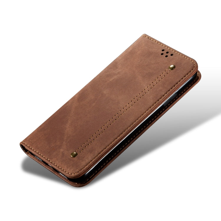 For Huawei P60/P60 Pro Denim Texture Leather Phone Case(Brown) - Huawei Cases by buy2fix | Online Shopping UK | buy2fix