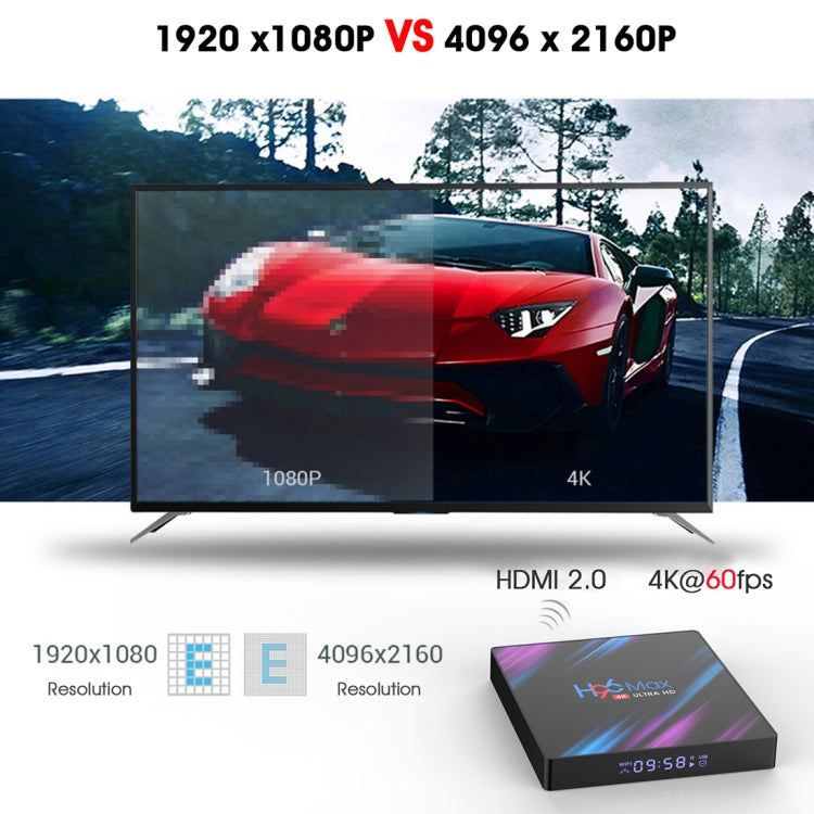 H96 Max-3318 4K Ultra HD Android TV Box with Remote Controller, Android 10.0, RK3318 Quad-Core 64bit Cortex-A53, 4GB+32GB, Support TF Card / USBx2 / AV / Ethernet, Plug Specification:US Plug - Consumer Electronics by buy2fix | Online Shopping UK | buy2fix