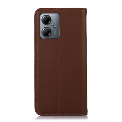 For Motorola Moto G14 4G KHAZNEH Nappa Top Layer Cowhide Leather Phone Case(Brown) - Motorola Cases by buy2fix | Online Shopping UK | buy2fix