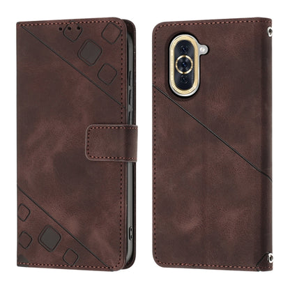 For Huawei nova 10 Skin-feel Embossed Leather Phone Case(Brown) - Huawei Cases by buy2fix | Online Shopping UK | buy2fix