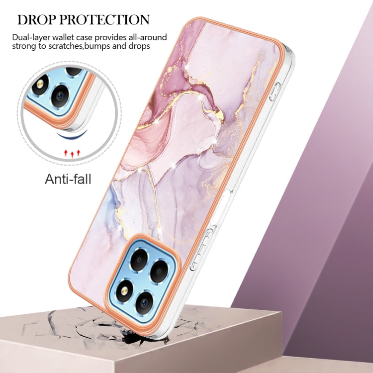 For Honor X8 5G Electroplating Marble Dual-side IMD Phone Case(Rose Gold 005) - Honor Cases by buy2fix | Online Shopping UK | buy2fix