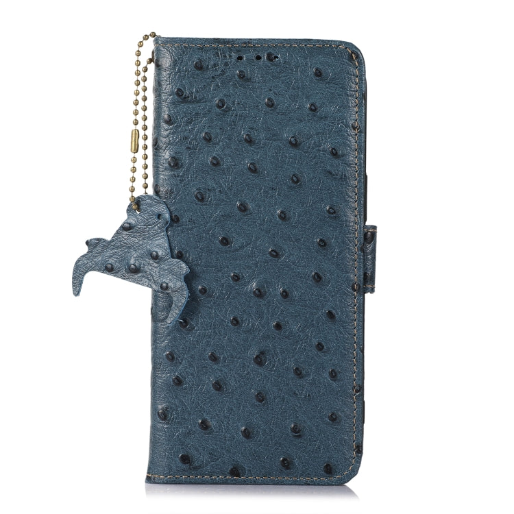 For Google Pixel 8 Pro Ostrich Pattern Genuine Leather RFID Phone Case(Blue) - Google Cases by buy2fix | Online Shopping UK | buy2fix