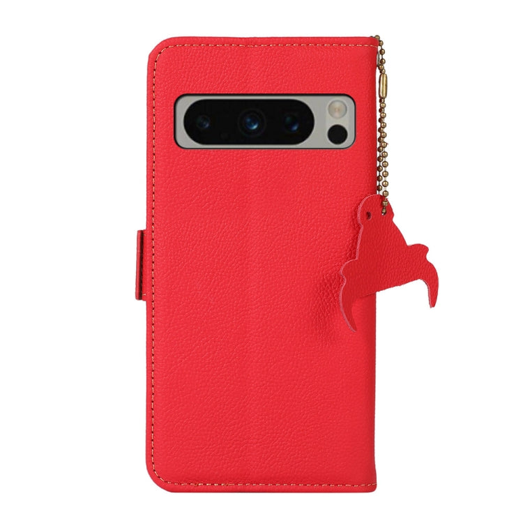 For Google Pixel 8 Pro Side-Magnetic TJ Genuine Leather RFID Phone Case(Red) - Google Cases by buy2fix | Online Shopping UK | buy2fix