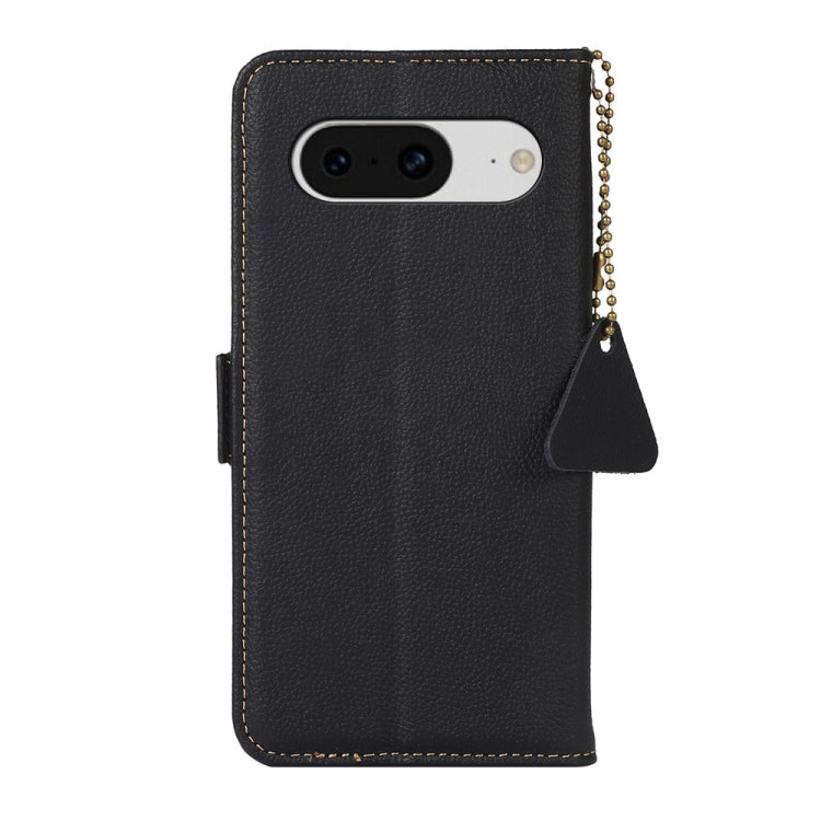 For Google Pixel 8 Side-Magnetic TJ Genuine Leather RFID Phone Case(Black) - Google Cases by buy2fix | Online Shopping UK | buy2fix