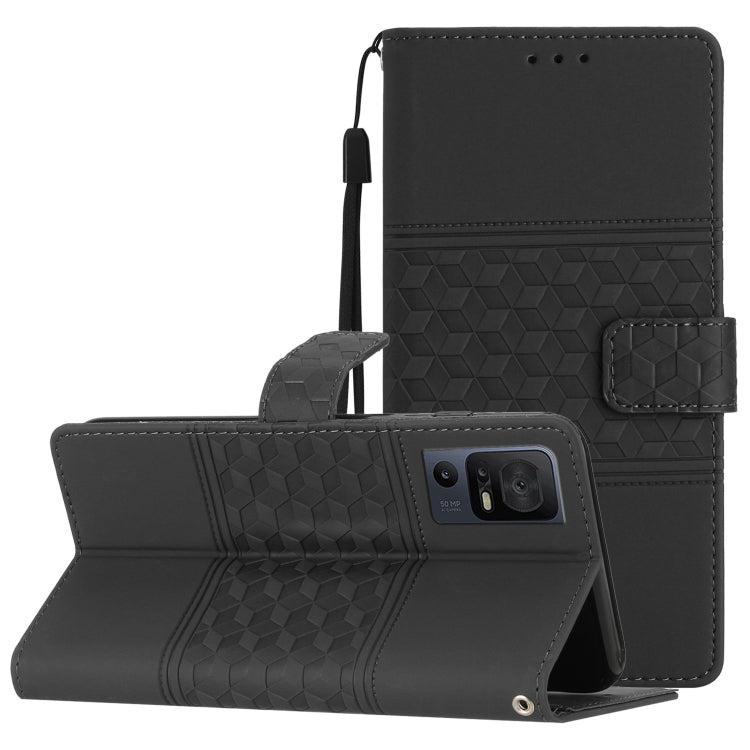 For TCL 40 SE Diamond Embossed Skin Feel Leather Phone Case with Lanyard(Black) - More Brand by buy2fix | Online Shopping UK | buy2fix