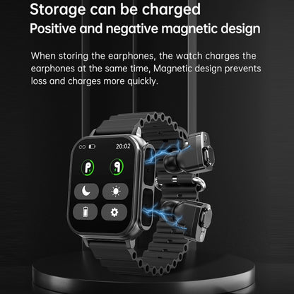 N22 2 in 1 1.96 inch HD Display Sport Bluetooth Call Earphone Smart Watch(Black) - Smart Wear by buy2fix | Online Shopping UK | buy2fix