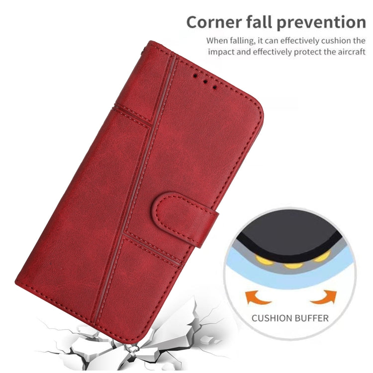 For Samsung Galaxy A24 4G Stitching Calf Texture Buckle Leather Phone Case(Red) - Galaxy Phone Cases by buy2fix | Online Shopping UK | buy2fix