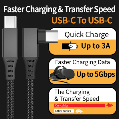 5m USB-C / Type-C to USB-C / Type-C Elbow 5Gbps 60W USB3.1 Gen1 Fast Charging Data-sync Cable(Black) -  by buy2fix | Online Shopping UK | buy2fix