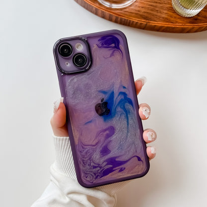 For iPhone 14 Plus Oil Painting Electroplating TPU Phone Case(Purple) - iPhone 14 Plus Cases by buy2fix | Online Shopping UK | buy2fix