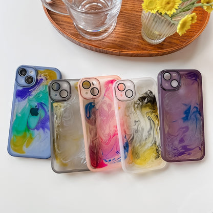 For iPhone 14 Plus Oil Painting Electroplating TPU Phone Case(Purple) - iPhone 14 Plus Cases by buy2fix | Online Shopping UK | buy2fix