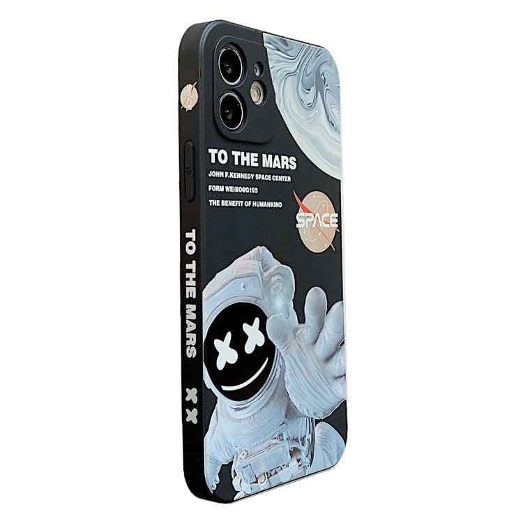 For iPhone 12 Martian Astronaut Pattern Shockproof Phone Case(Black) - iPhone 12 / 12 Pro Cases by buy2fix | Online Shopping UK | buy2fix