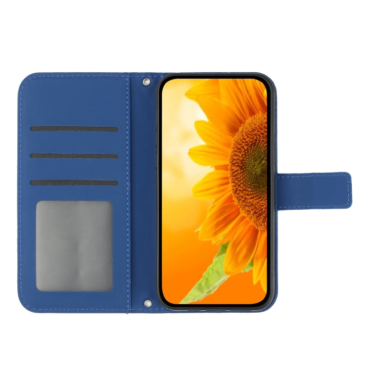 For Xiaomi Poco F5 Pro Skin Feel Sun Flower Embossed Flip Leather Phone Case with Lanyard(Dark Blue) - Xiaomi Cases by buy2fix | Online Shopping UK | buy2fix