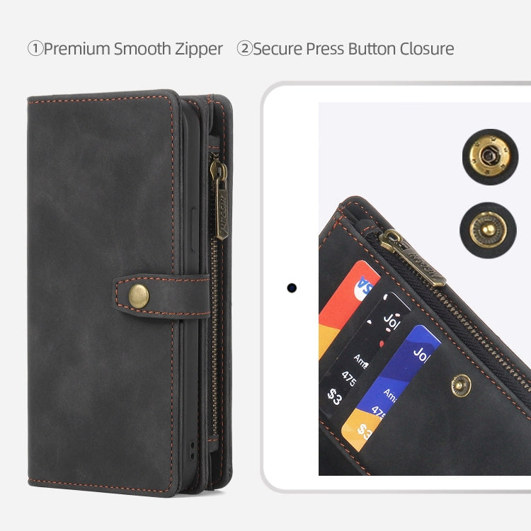 For Google Pixel 7 Pro Zipper Wallet Detachable MagSafe Leather Phone Case(Black) - Google Cases by buy2fix | Online Shopping UK | buy2fix