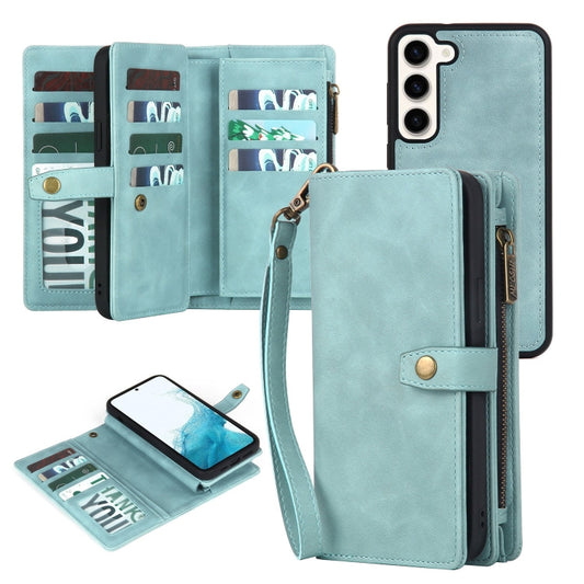 For Samsung Galaxy A50 Zipper Wallet Detachable MagSafe Leather Phone Case(Blue) - Galaxy Phone Cases by buy2fix | Online Shopping UK | buy2fix