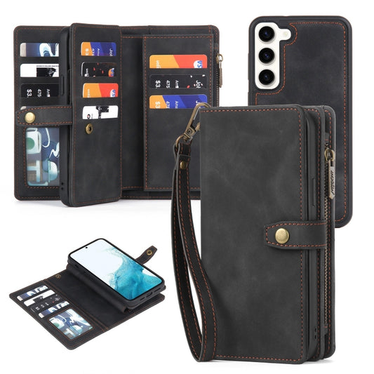 For Samsung Galaxy A52 4G/5G Zipper Wallet Detachable MagSafe Leather Phone Case(Black) - Galaxy Phone Cases by buy2fix | Online Shopping UK | buy2fix