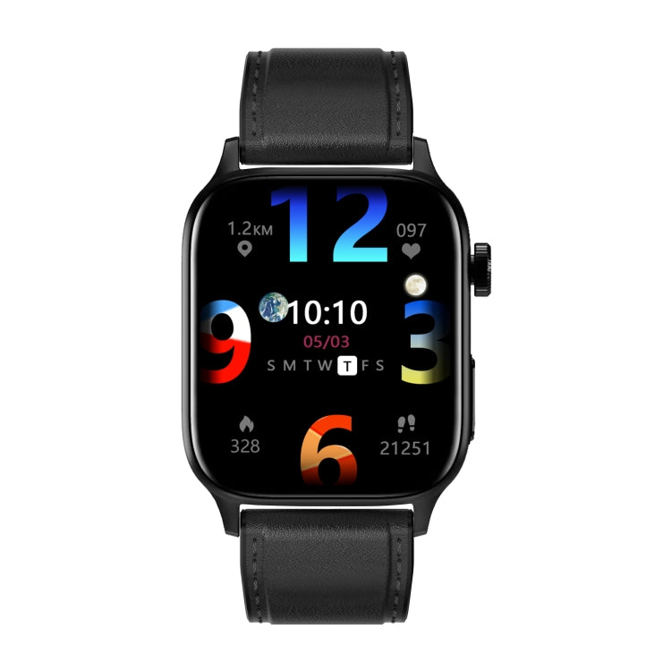 GT22 1.85 inch TFT Screen Leather Band Health Smart Watch, Support Bluetooth Call / Plateau Blood Oxygen / Body Temperature / Arrhythmia / TI Heart Rate Monitoring(Black) - Smart Watches by buy2fix | Online Shopping UK | buy2fix