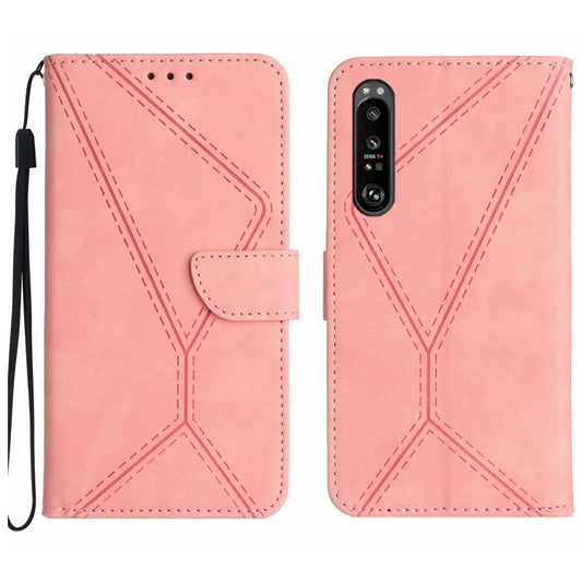 For Sony Xperia 5 IV Stitching Embossed Leather Phone Case(Pink) - Sony Cases by buy2fix | Online Shopping UK | buy2fix