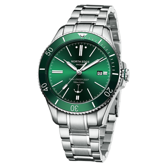 NORTH EDGE ANCHOR Men Outdoor 100m Waterproof Mechanical Watch(Green) - Metal Strap Watches by NORTH EDGE | Online Shopping UK | buy2fix