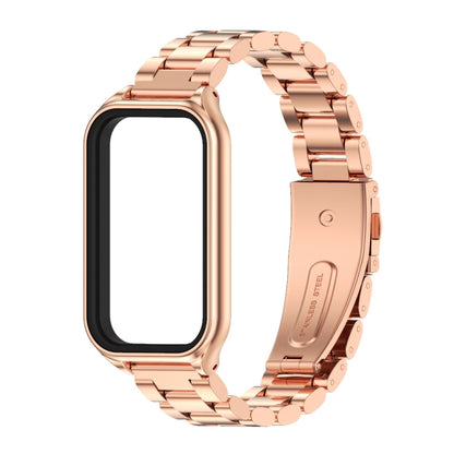 For Xiaomi Smart Band 8 Active / Redmi Band 2 Mijobs Metal Shell + Three-Bead Stainless Steel Watch Band(Rose Gold) - Watch Bands by MIJOBS | Online Shopping UK | buy2fix