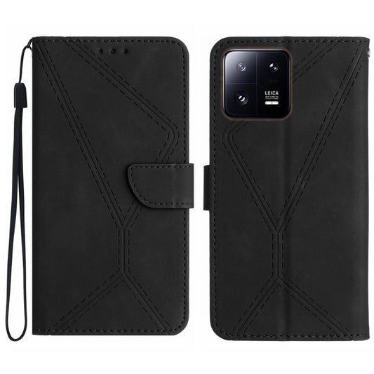 For Xiaomi 13 Stitching Embossed Leather Phone Case(Black) - 13 Cases by buy2fix | Online Shopping UK | buy2fix