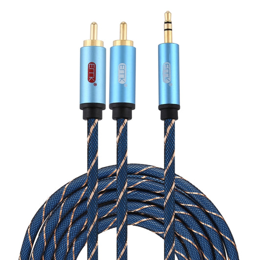 EMK 3.5mm Jack Male to 2 x RCA Male Gold Plated Connector Speaker Audio Cable, Cable Length:3m(Dark Blue) - Audio Optical Cables by EMK | Online Shopping UK | buy2fix