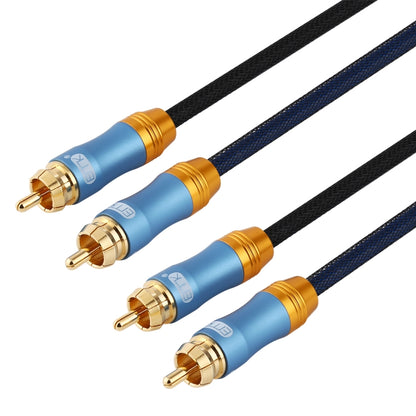 EMK 2 x RCA Male to 2 x RCA Male Gold Plated Connector Nylon Braid Coaxial Audio Cable for TV / Amplifier / Home Theater / DVD, Cable Length:1.5m(Dark Blue) - Audio Optical Cables by EMK | Online Shopping UK | buy2fix