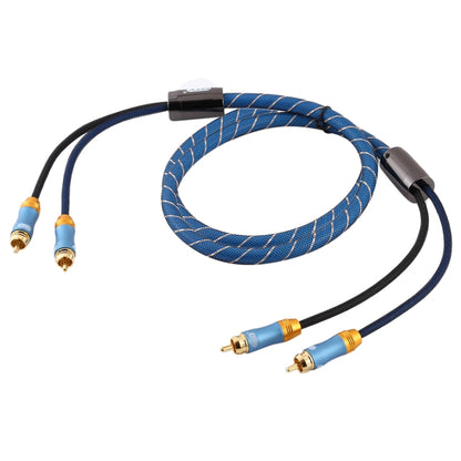 EMK 2 x RCA Male to 2 x RCA Male Gold Plated Connector Nylon Braid Coaxial Audio Cable for TV / Amplifier / Home Theater / DVD, Cable Length:1.5m(Dark Blue) - Audio Optical Cables by EMK | Online Shopping UK | buy2fix