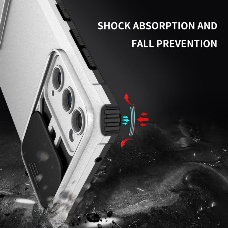 For Samsung Galaxy S20 FE Stereoscopic Holder Sliding Camshield Phone Case(White) - Galaxy S20 FE Cases by buy2fix | Online Shopping UK | buy2fix