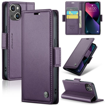 For iPhone 14 CaseMe 023 Butterfly Buckle Litchi Texture RFID Anti-theft Leather Phone Case(Pearly Purple) - iPhone 14 Cases by CaseMe | Online Shopping UK | buy2fix