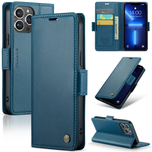 For iPhone 13 Pro CaseMe 023 Butterfly Buckle Litchi Texture RFID Anti-theft Leather Phone Case(Blue) - iPhone 13 Pro Cases by CaseMe | Online Shopping UK | buy2fix