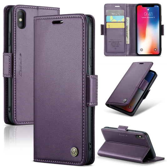 For iPhone XS Max CaseMe 023 Butterfly Buckle Litchi Texture RFID Anti-theft Leather Phone Case(Pearly Purple) - More iPhone Cases by CaseMe | Online Shopping UK | buy2fix