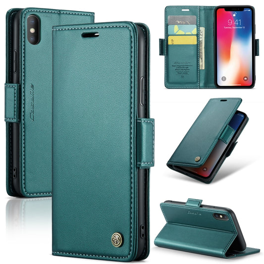 For iPhone XS CaseMe 023 Butterfly Buckle Litchi Texture RFID Anti-theft Leather Phone Case(Pearly Blue) - More iPhone Cases by CaseMe | Online Shopping UK | buy2fix