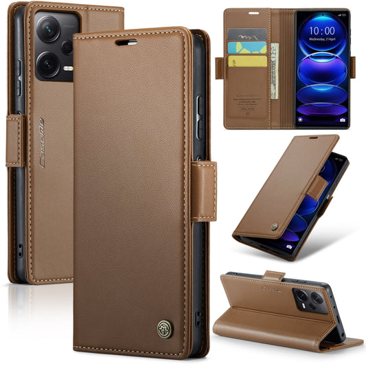 For Xiaomi Redmi Note 12 Pro+ 5G Global CaseMe 023 Butterfly Buckle Litchi Texture RFID Anti-theft Leather Phone Case(Brown) - Note 12 Pro+ Cases by CaseMe | Online Shopping UK | buy2fix