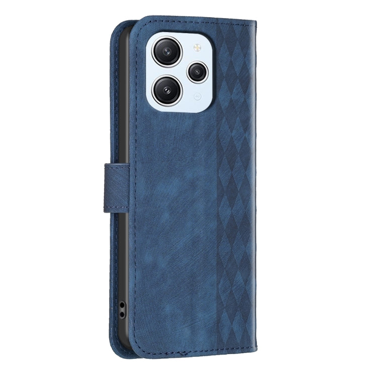 For Xiaomi Redmi 12 4G Plaid Embossed Leather Phone Case(Blue) - Xiaomi Cases by buy2fix | Online Shopping UK | buy2fix