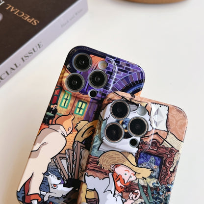 For iPhone 13 Pro Precise Hole Oil Painting Pattern PC Phone Case(Tower) - iPhone 13 Pro Cases by buy2fix | Online Shopping UK | buy2fix