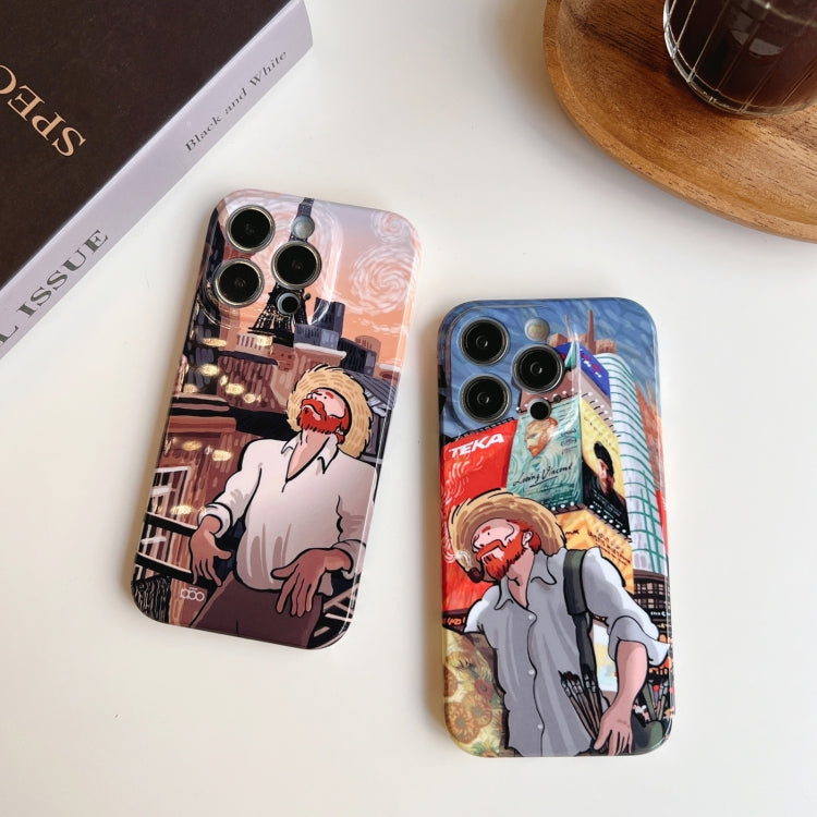 For iPhone 14 Plus Precise Hole Oil Painting Pattern PC Phone Case(Edifice) - iPhone 14 Plus Cases by buy2fix | Online Shopping UK | buy2fix